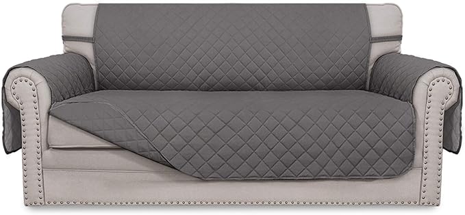 Easy-Going Sofa Slipcover Reversible Loveseat Sofa Cover Couch Cover for 2 Cushion Couch Furniture Protector with Elastic Straps for Pets Kids Dog Cat (Oversized Loveseat, Gray/Gray)