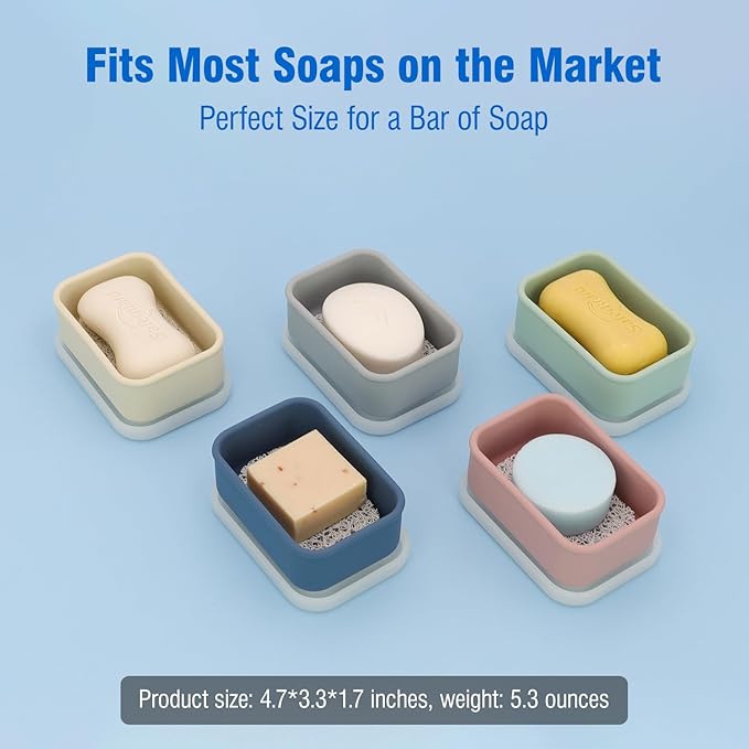 Enhanced Leak Proof Travel Soap Container, Compact Silicone Travel Soap Holder with Drainage Pad, Great for Camping, Gym and Business Trip (Purple)