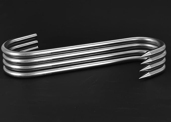 10 Inch Meat Hook, Heavy Duty 10mm S-Hooks Stainless Steel Meat Processing Butcher Hooks (10mm10inch)