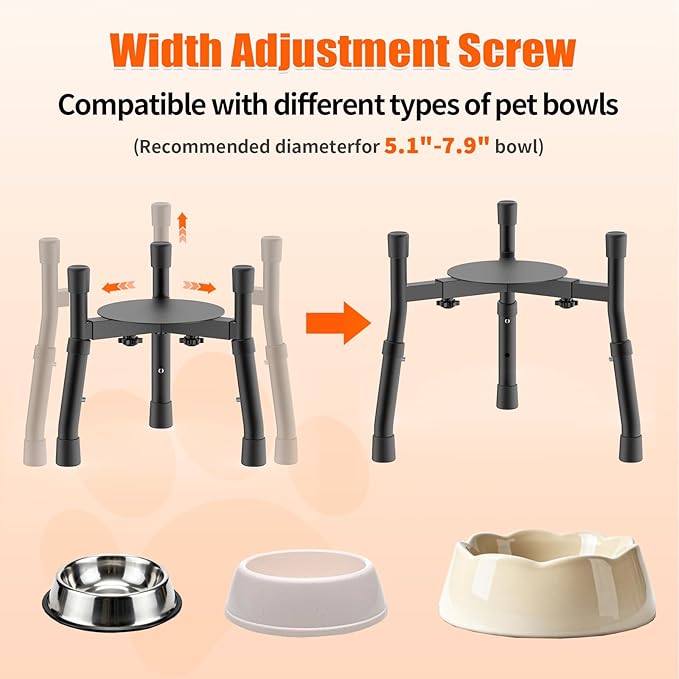 Elevated Dog Bowls Stand with Adjustable Height and Width [Stand Only], Raised Dog Bowl Stand, Elevated Pet Water & Food Feeder for Small&Medium Dogs, Adjustable Wide 6.3"-10.2", 2 Height Adjustment