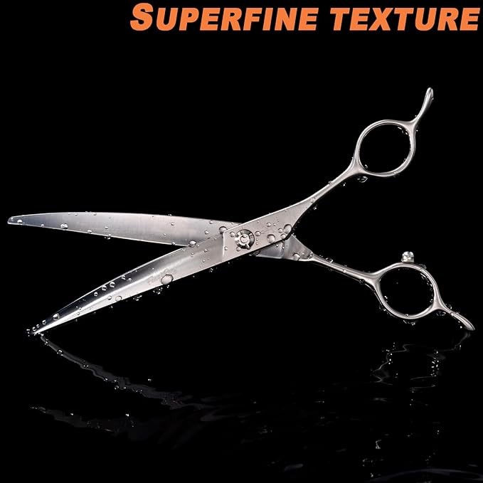 High-end Professional Dog Grooming Curved Scissors Pet Curved Shears 8 Inches Extremely Very Sharp Made Of Stainless Steel Alloy By Hand For Dog Cat Groomer
