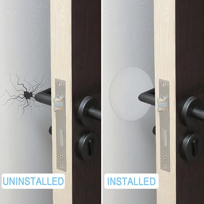 Door Stopper Wall Protector,Transparent Large Round Door Knob Wall Shield, 3.54 Inches (3pcs) Soft Rubber Door Handle Bumper with Strong Self Adhesive (9 CM, Clear)