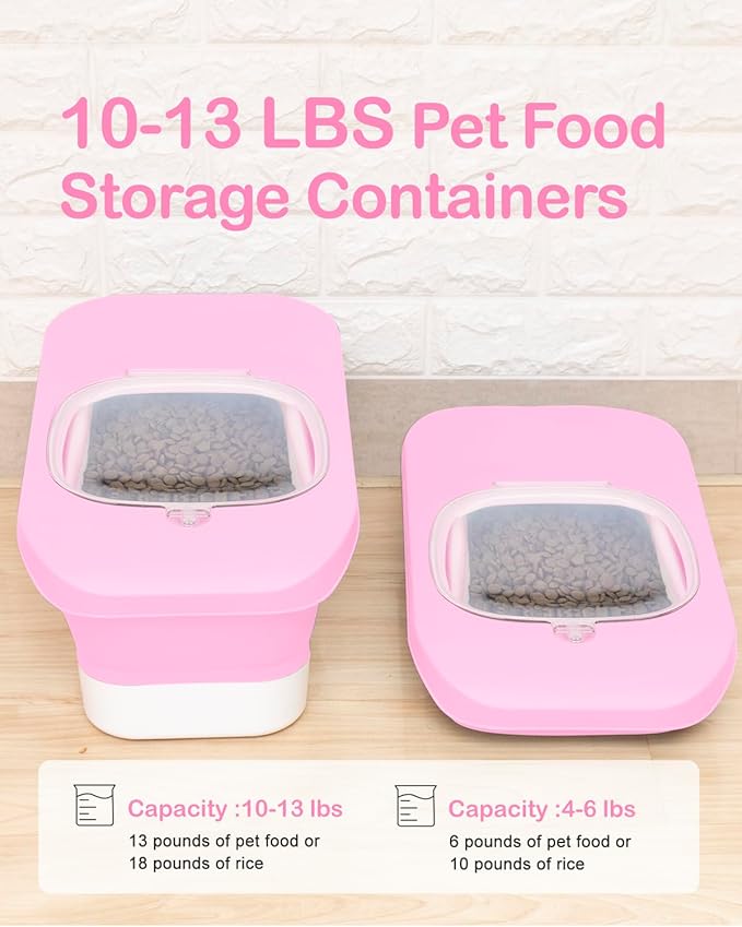 DDMOMMY 10-13 Lbs Dog Food Container, Collapsible Pet Food Storage Containers with Airtight Lid, Pet Food Scoop and Silicone Dog Bowl, Dog Food Storage Container Dry Food for Dog, Cat