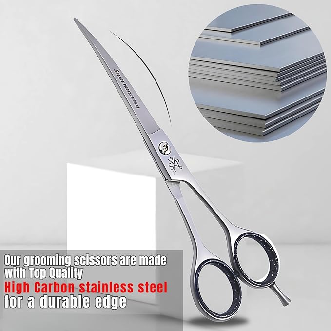 Dog Grooming Scissors 4.5 Curved Shear Perfect for Dog, Cats, and other Pets Face & Paws Trimming