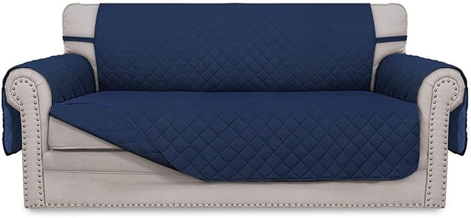 Easy-Going Sofa Slipcover Reversible Loveseat Sofa Cover Couch Cover for 2 Cushion Couch Furniture Protector with Elastic Straps for Pets Kids Dog Cat (Oversized Loveseat, Navy/Navy)