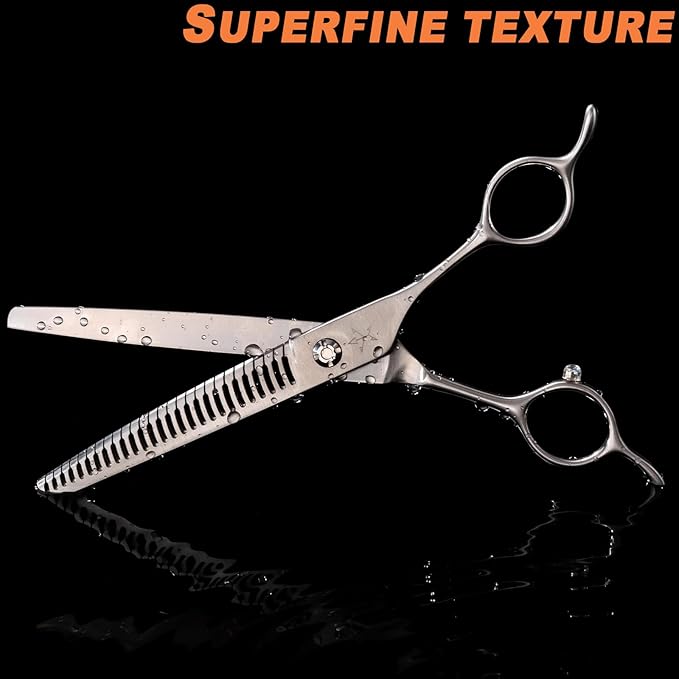 High-end Professional Dog Grooming Curved Thinning Scissors Teeth Blending Shears Pet Texturizing Thinner Blender Shears 7 Inch Extremely Very Sharp Made Of Stainless Steel Alloy For Dog Cat Groomer