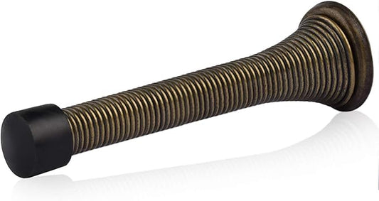 HOMOTEK 30 Pack Spring Door Stopper with Rubber Bumper 3-1/8" Flexible Spring Heavy Duty Wall Door Stop Low Mounted Door Bumper for Home (Antique Brass)