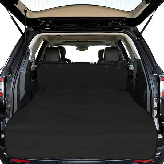 F-color SUV Cargo Liner for Dogs - Waterproof Pet Cargo Liner, Comfort Dog Cargo Cover with Bumper Flap Protector, Scrachproof for Large SUVs Sedans Trunks Vans, Black