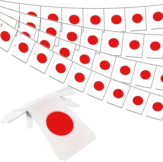 Japan String Flag Pennant Banner - 38 Flags, 42 Feet Small Mini Japanese Flags Bunting Banner for Country Decoration, School, Party, Sports Events