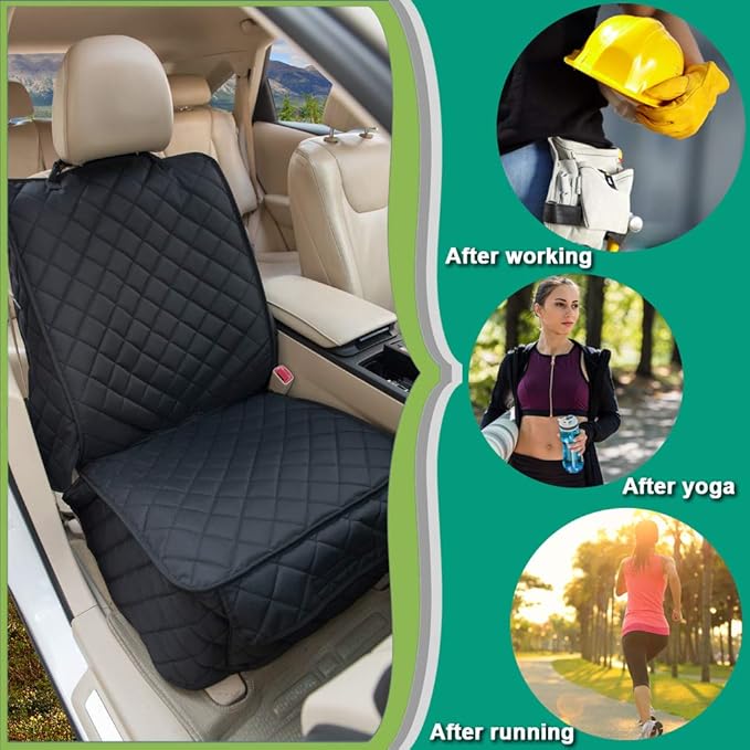 HAPYFOST Waterproof Front Seat Cover Dog Car Seat Covers Nonslip and Full Protection with Side Flaps Fits Most Cars, Trucks, SUVs(Black, 2Pack)