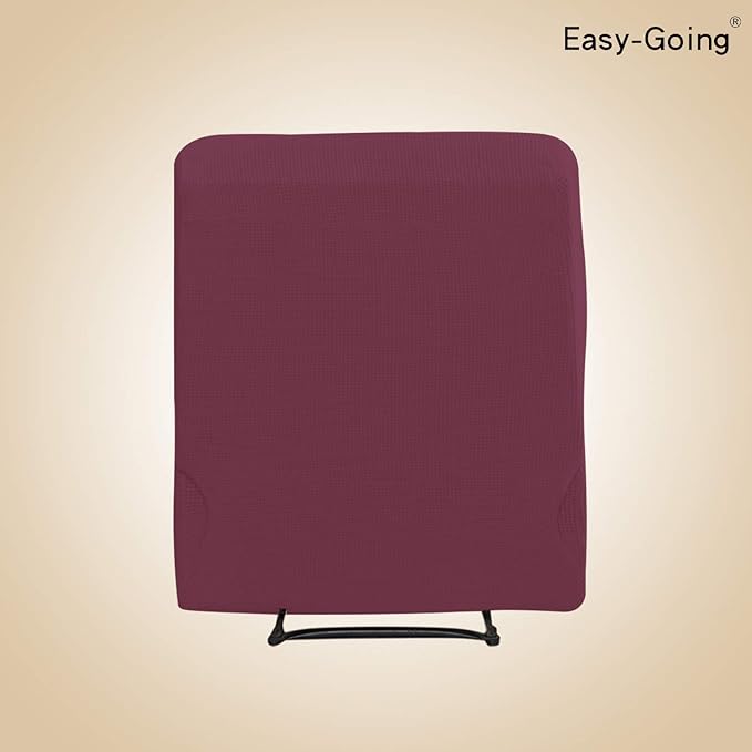Easy-Going Recliner Stretch Sofa Slipcover Sofa Cover 4-Pieces Furniture Protector Couch Soft with Elastic Bottom Polyester Spandex Jacquard Fabric Small Checks(Recliner, ASH Rose) Large
