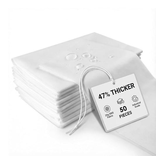50 Pack 25g SMS Disposable Massage Table Sheets - 31"x70" Waterproof Bed Cover for Lash, Spa, Tattoo - Extra Thick, Non-Woven & No-Noise (Professional Grade)