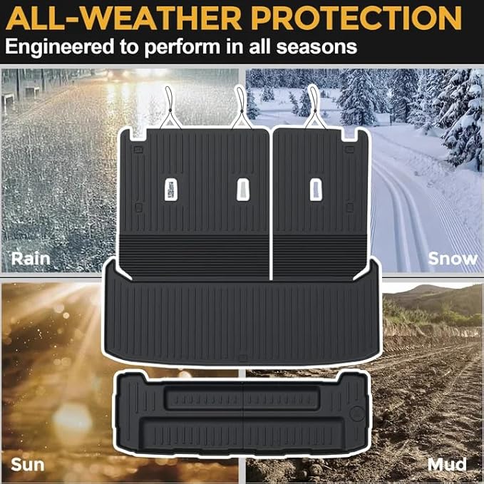 Cargo Mat for 2022-2025 Nissan Pathfinder 7/8 Passenger Accessories, Full Coverage All Weather TPE Protector Cargo Mat with Backrest Mat Trunk Mat Cargo Liner for Nissan Pathfinder Accessories