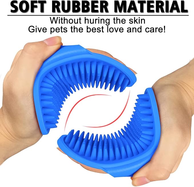 Dog Grooming Brush, Pet Shampoo Bath Brush Shedding Soothing Massage Rubber Comb with Adjustable Ring Handle for Long Short Haired Dogs and Cats 2pcs