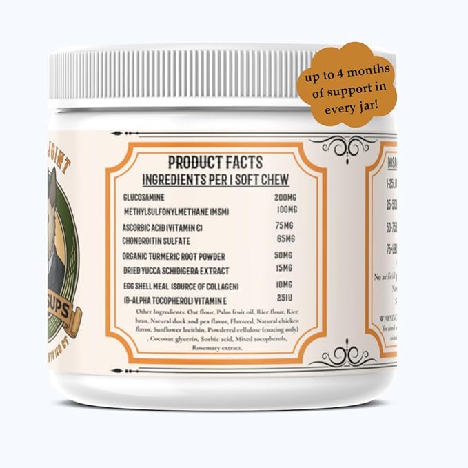 Hip & Joint Support for Dogs – Glucosamine, Chondroitin, MSM & Turmeric for Mobility, Flexibility & Joint Pain Relief – Daily Soft Chews for Senior & Active Dogs – 120 Count