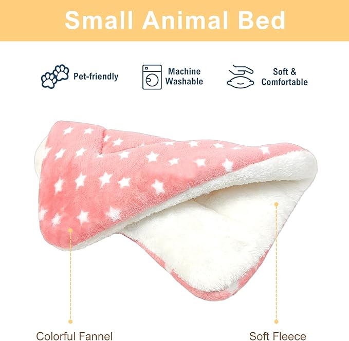 Tierecare 10PCS Guinea Pig Bed Soft Rabbit Bedding Cage Liner Warm Bunny Mats Pee Pads Fleece Blanket Plush Hamster Sleep Beds Ferret Squirrel Hedgehog Rat