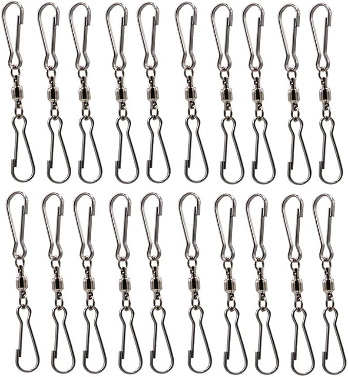 LGEGE 20PCS Smooth Spinning Dual Clip Swivels Wind Spinner Hangers Spiral Tails Twisters Wind Socks, for Spinning windsocks and Any Kites, Flower pots, Plants, Bird feeders, Solar Lights, Flags