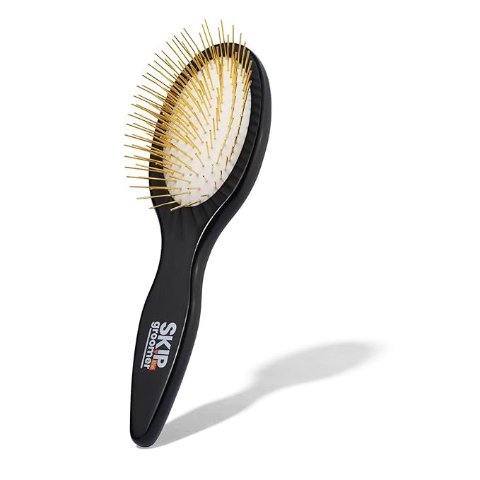 Pin Brush for Dogs, No-Scratch Rounded Pins, Gentle Detangling & Fluffing Brush for All Coat Types, Flexible Cushion Base, Ergonomic Handle for Daily Grooming