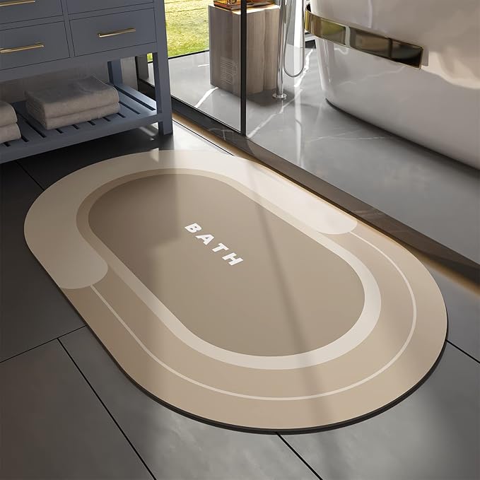 MontVoo Bath Mat - Non Slip, Quick Dry, Stain Resistant Bath Mat Rug for Bathroom Floor - Easy Care Shower Rug for Outside Bathtub - 24"x35" Beige