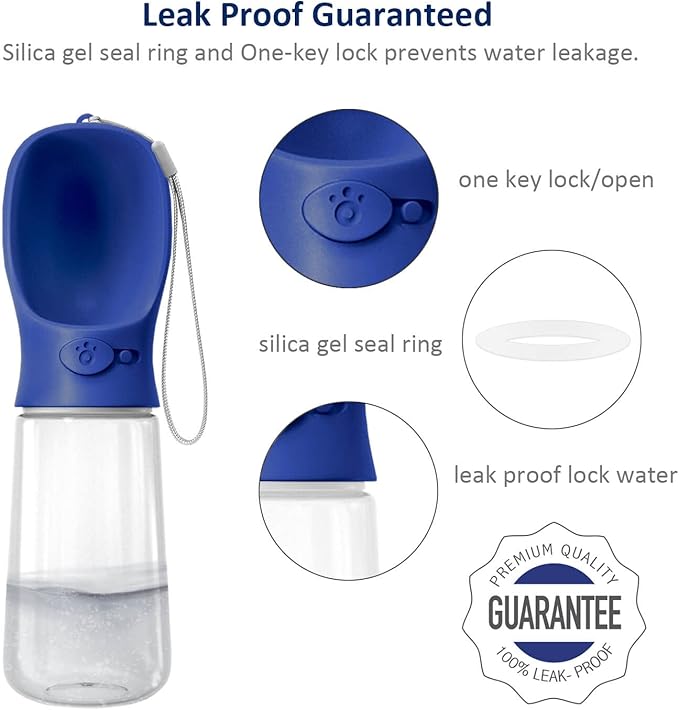 WePet Portable Dog Water Bottle with Food Container, 19 OZ + 6 OZ, Leak Proof Puppy Water Dispenser with Drinking Feeder for Pets Outdoor Walking, Hiking, Travel, Food Grade Plastic