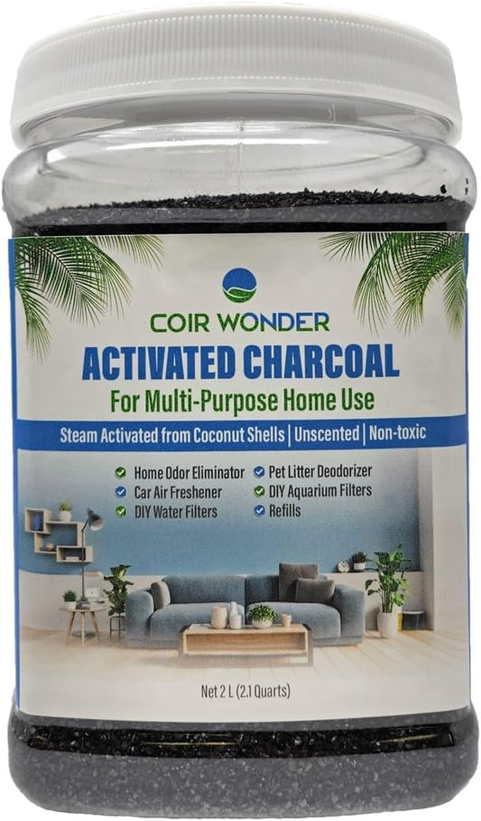 Activated Charcoal Odor Absorber – 2.2 Lb – Coconut Shell Carbon Granules – Natural Air Purifier for Home, Car, Closet, Fridge, Shoes, Gym Bags, Trash Areas – Room Deodorizer