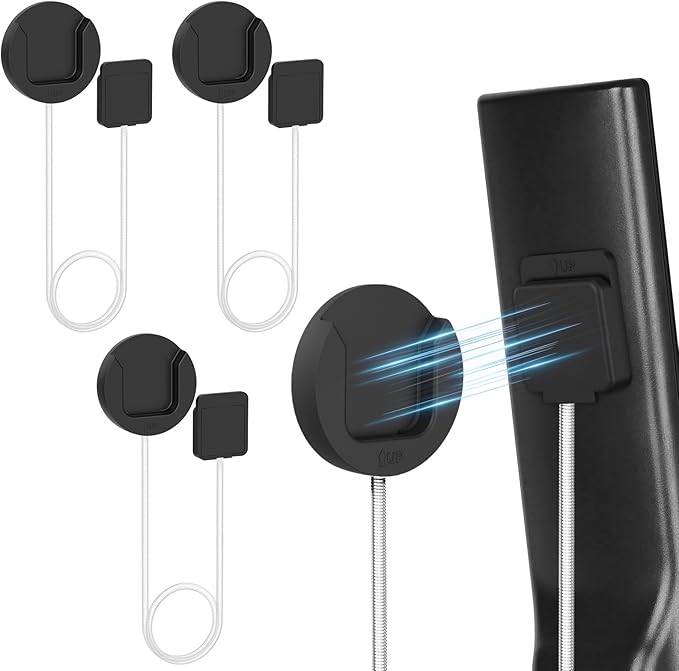 6.5 Ft Magnetic Remote Control Holder, 3 Pack Stretchy Remote Control Tether Wall Mount with Adjustable Leash and Strong Double N52 Magnets for TV/AC/Light/Fan, Home & RV Organizer Supply