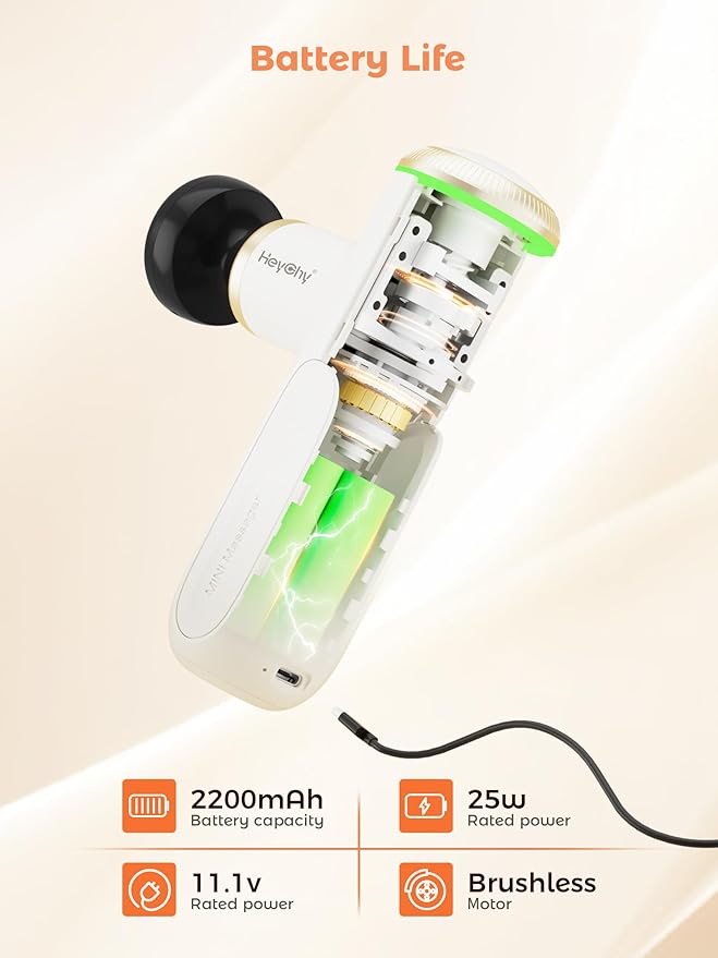 A1 Super Mini Massage Gun, Percussion Deep Tissues Muscle Massager (Heat-White)