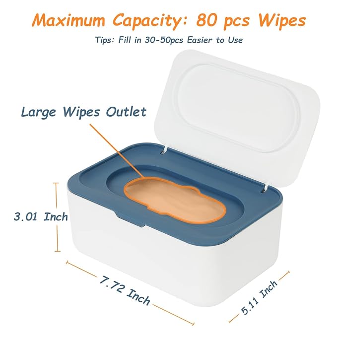2 Pack Wipes Dispenser, Wipe Holder for Baby & Adult, Seposeve Refillable Wipe Container, Keeps Wipes Fresh, One-Handed Operation. Non-Slip, Easy Open/Close Wipes Pouch Case