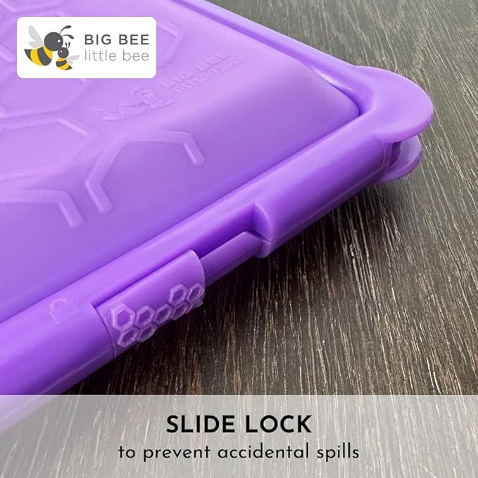 Big Bee, Little Bee - SoftShell Reusable Silicone Food Storage Container with Connected Clamshell Lid, Easy to Clean, Snaps Closed, Microwave, Freezer & Dishwasher Safe (Stone)