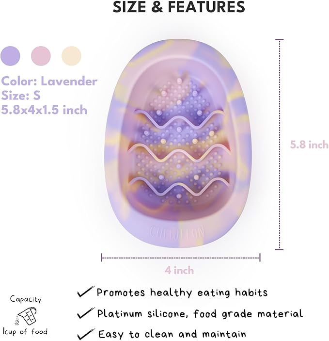 CHEWFFON Interactive Dog & Cat Lick Mat Bowls, BPA-Free Silicone Dog Slow Feeder with Suction Cups, Non Slip Food Bowl for Dogs and Cats, Reduce Anxiety, Dishwasher Safe, Lavender Purple Small