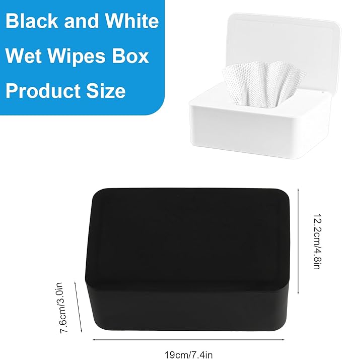 QBXMY7 2Pcs Diaper Wipes Dispenser, Refillable Wipe Container, Wipe Container with Sealing Design Lid, Keep Wipes Fresh,Wet Wipes Cases (White and White)