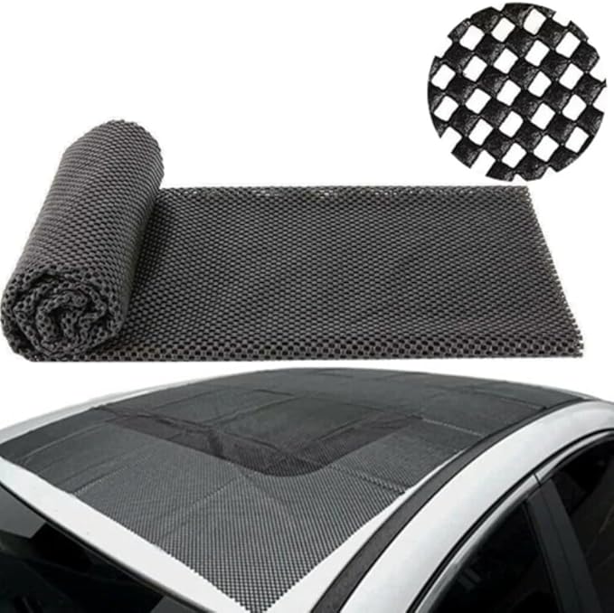 Trunk Mat for Cars Anti Slip Mat Cargo Liner Protector Durable Elastic Offers Protection Easily Cuttable to Different Sizes Universal Fit Multiple Use Car Roof Protector, Rug Non Slip Mat Pad (Black)