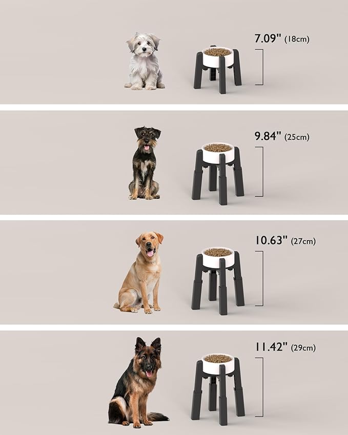 CZPET Dog Bowl Stand with Adjustable Height and Width [2 Pack, Stand Only], Elevated Pet Water & Food Feeder for Medium and Large Pets, Stable and Anti-Slip Raised Bowl