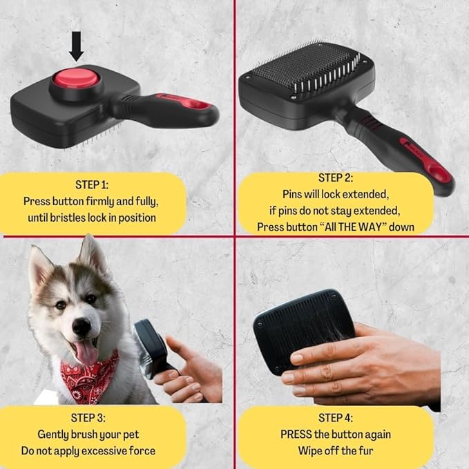 Nalako Self Cleaning Slicker Brush and Undercoat Rake, Dog Brush for Shedding, Remove Loose Dog Hair, Fur, Undercoat and Mats, Medium & Long Haired Dogs, for Husky, GSD, Shepherd, Double Coats