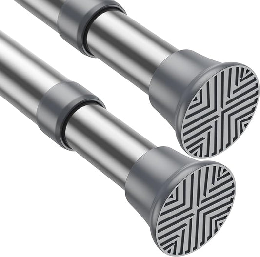 2pack Spring Tension Rods 23-46 Inch Adjustable Silver Tension Rod Extendable Short Curtain Rod Spring Loaded Curtain Rods Tension Rod For Curtains,Closet,Kitchen