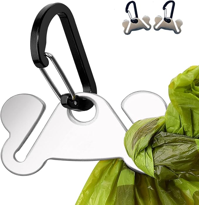 2PCS Dog Poop Bag Holder, Waste Holder for Dispenser Carrier, Hand Free Metal