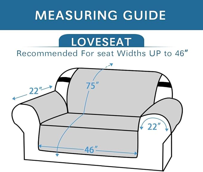 H.VERSAILTEX Sofa Protector for Dogs/Cats/Pets Sofa Covers Slipcover Quilted Couch Coveres Loveseat Covers with Non Slip Elastic Strap Water Resistant Seat Width: 46" (Loveseat, Light Grey/Beige)