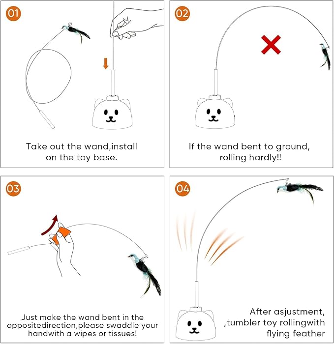 Interactive Cat Toys for Indoor Cats - Automatic Flying Bird Feather Toy, USB Rechargeable Electric Cat Teaser with Strong Sticky Base, Smart Motion Self-Play Toy for Bored Cats(Green)
