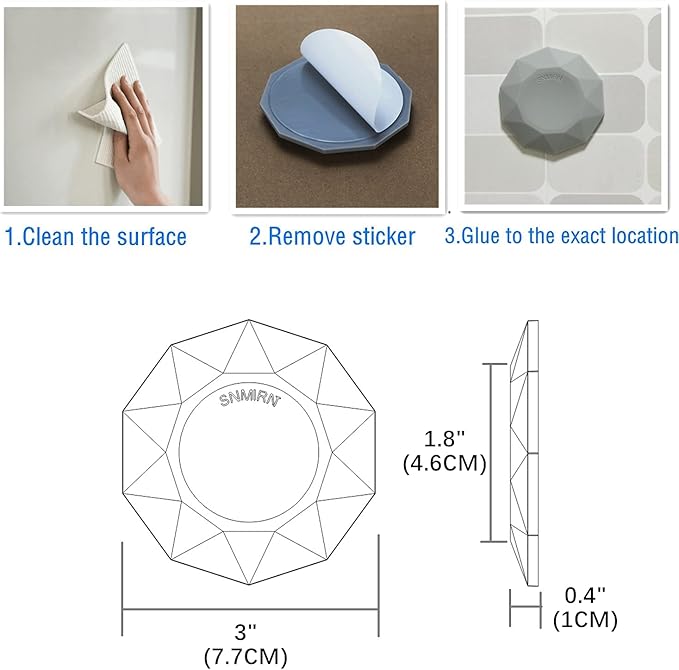 Door Stopper Wall Protector 3" with Strong 3M Adhesive - Quiet and Shock Absorbent Silicone Wall Protectors from Door Knobs - Larger Door Bumper to Protect Every Wall Surface (White-3 pcs