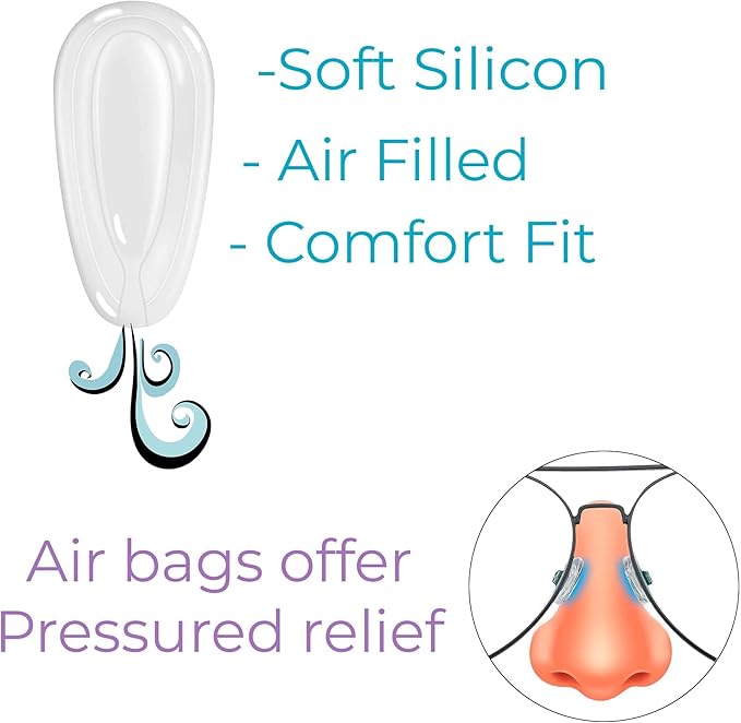 GMS Optical Comfort Line - 7mm Regular Wide/11mm Small Length - Air Bag Screw-in Soft Silicone Nose Pads for Glasses, Sunglasses, Glasses Repair Kit with Screws, Keep Glasses from Sliding (5 Pair)