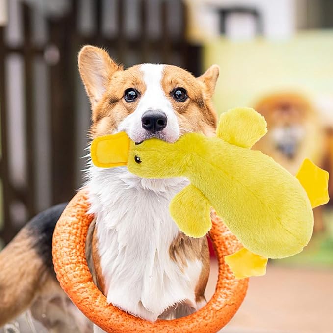 Mihachi Plush Squeaky Dog Duck Toys - Stuffed Pet Toy Duck Interactive Gifts for Dog Birthday Dogs Puppy Biting Chew Toys - for Medium and Large Dogs