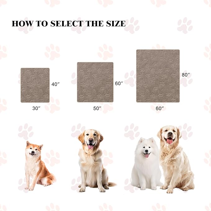 Qeils Waterproof Blanket for Bed Intimacy, Dog Blankets for Large Dogs, Waterproof Cat Blanket Washable, Soft Sherpa Fleece Puppy Blanket, Reversible Throw Protector for Couch Car, 50"X60", Taupe