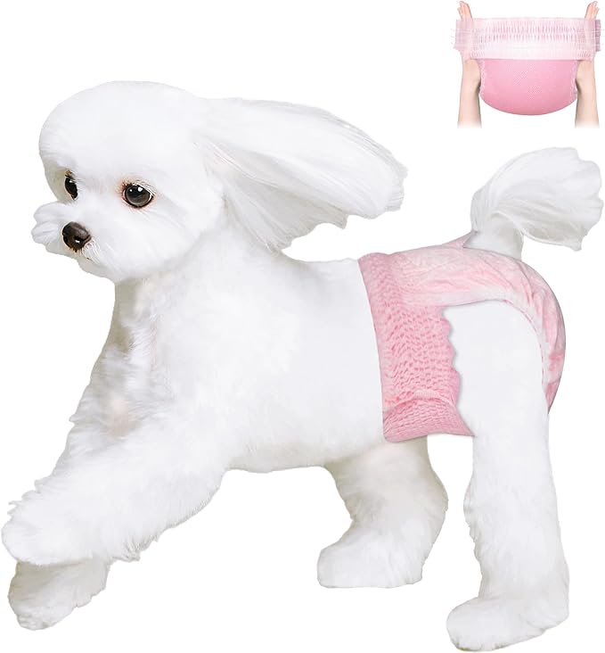 Ambreview Disposable Dog Diapers Female, Just Pull It Up, Doggie Diapers for Female Dogs, Strong Absorbency | Leak Proof, for Dogs in Heat | Elderly | Disabled, M 100 PCS