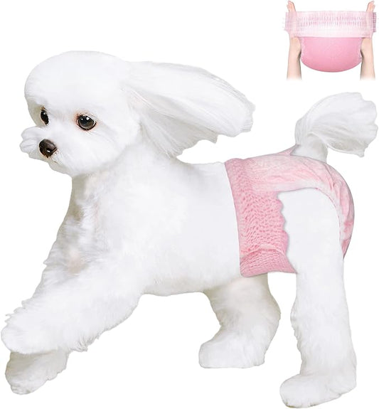 Ambreview Disposable Dog Diapers Female, Just Pull It Up, Doggie Diapers for Female Dogs, Strong Absorbency | Leak Proof, for Dogs in Heat | Elderly | Disabled, M 100 PCS