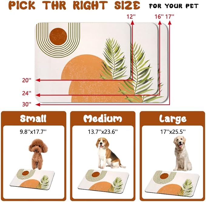 Dog Food Mats for Floors Waterproof, Cat Water Bowl Mats Pet Feeding Absorbent Placemats Bohemia 12 * 20 inch