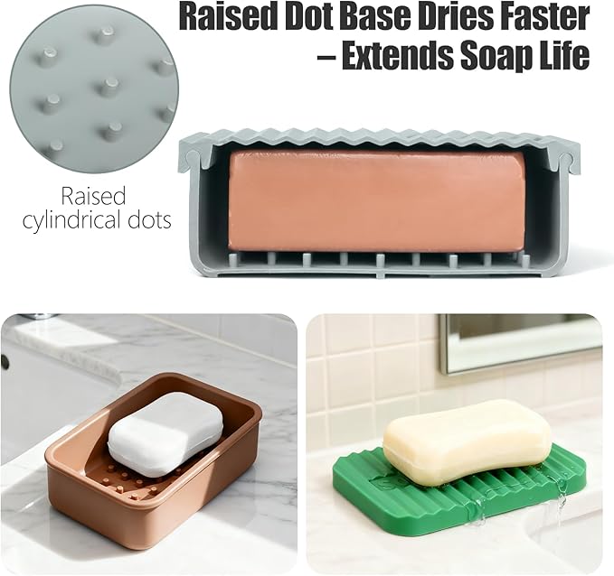 OTHIX Large Travel Soap Case, Silicone Leak Proof Soap Holder Compatible with 10 oz Duke Cannon ＆ Dr. Squatch | for Long Journey, Gym & Camping | Easy to Clean (Gray)