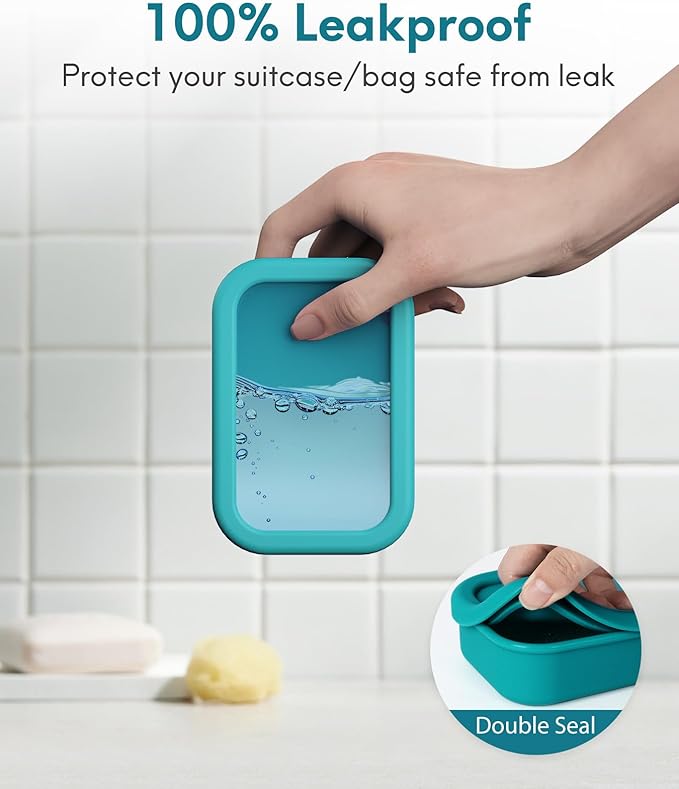 Quatish Solid Shampoo Bar Holder, Large Leakproof Travel Soap Case, Silicone Soap Box with Draining Layer, Enhanced Soap Container, Suitable for Camping, Gym, Bathroom, Outdoor Essentials, Green