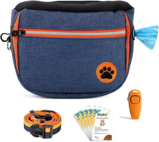 Fmtpesou Dog Treat Pouches Bag for Training – Removable Liners, Large Opening Capacity Treat Bag with Clicker, Training Guide, Waist Strap Clip Treat Fanny Pack for Dog Training and Walking
