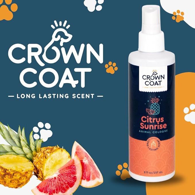 Crown Coat Citrus Sunrise Long Lasting Pet Cologne, 8 oz - Professional Grooming Grade, Natural Perfume Deodorant, New Long Last Fragrance Formula for Dogs and Cats