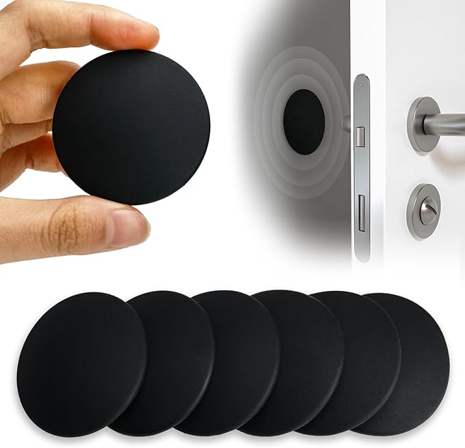 1.6" Wall Door Handle Stopper, 12PCS Black Self Adhesive Wall Protector Rubber Door Bumpers, Solution for Stopping Damage from Doors Knobs, Shock Absorbent and Noise Reduction